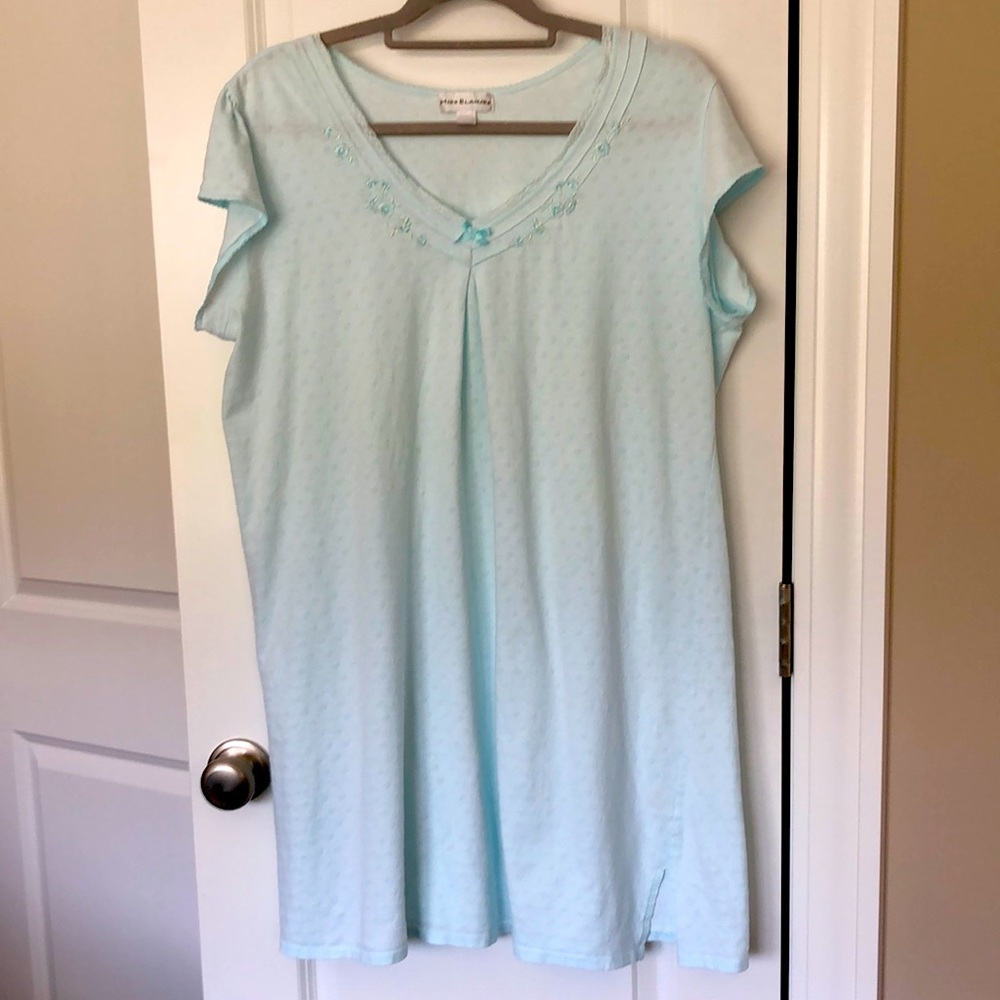 Miss Elaine Cotton Knit Cap Sleeve Nightgown Mid-length, L